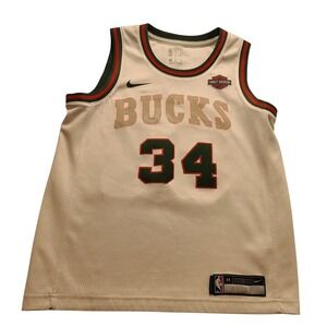 Nike Milwaukee Bucks Giannis Antetokounmpo 34 Jersey White Harley Davidson  M